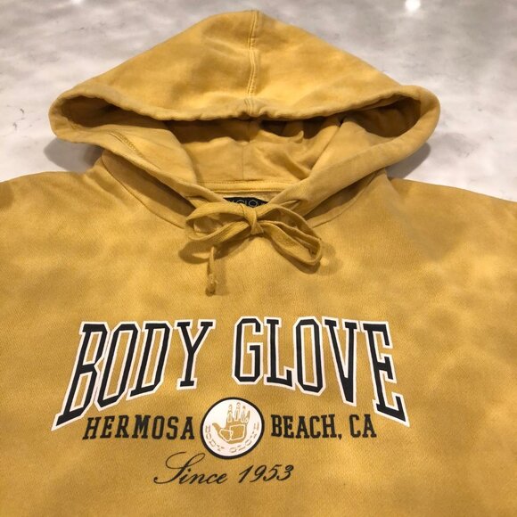 Body Glove Prep School Chill Fleece Retro Style 100% Cotton Hoodie Gold Sz XS - Picture 3 of 16